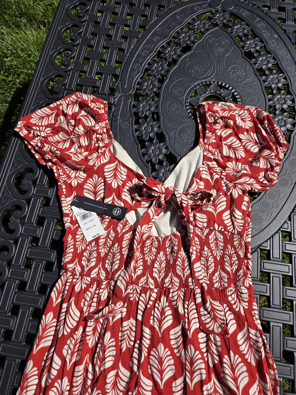 As U Wish Red Leaf-Print Jumpsuit - Picture 6 of 9
